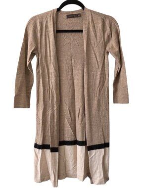 The Limited Tan Black Cream Colorblock Open-Front Cardigan M